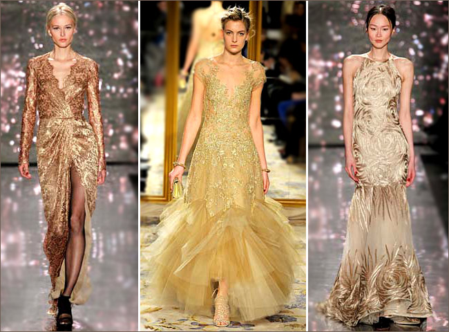 Модные вечерние платья с золотой вышивкой осень-зима 2012-2013