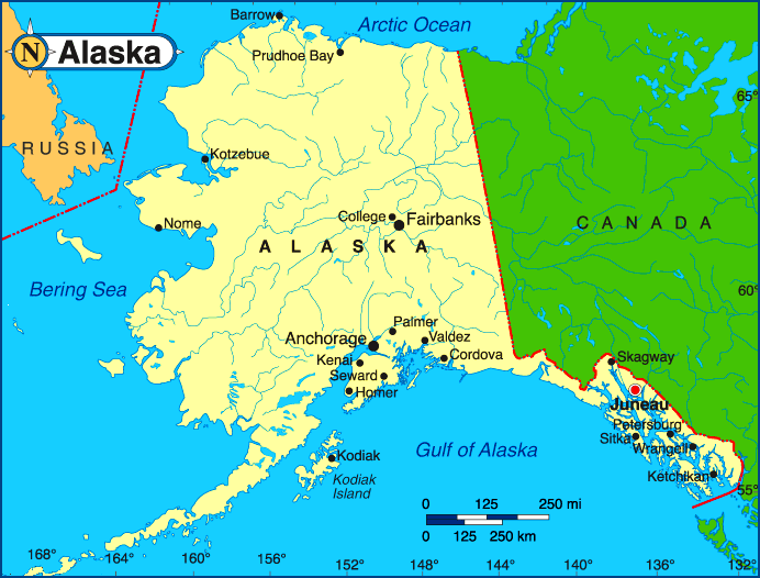Карта штата Аляска